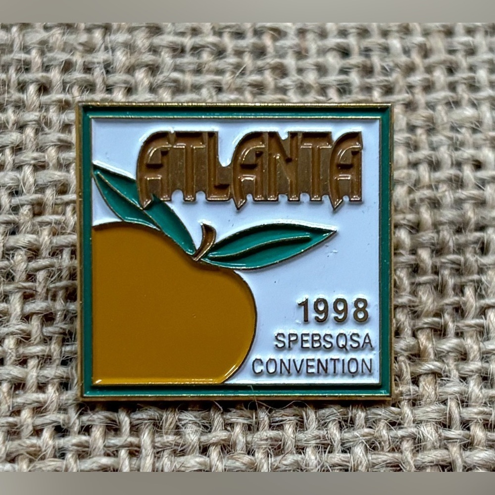 Vintage Atlanta 1998 SPEBSQSA Barbershop Harmony Enamel Lapel Pin Peach Orange